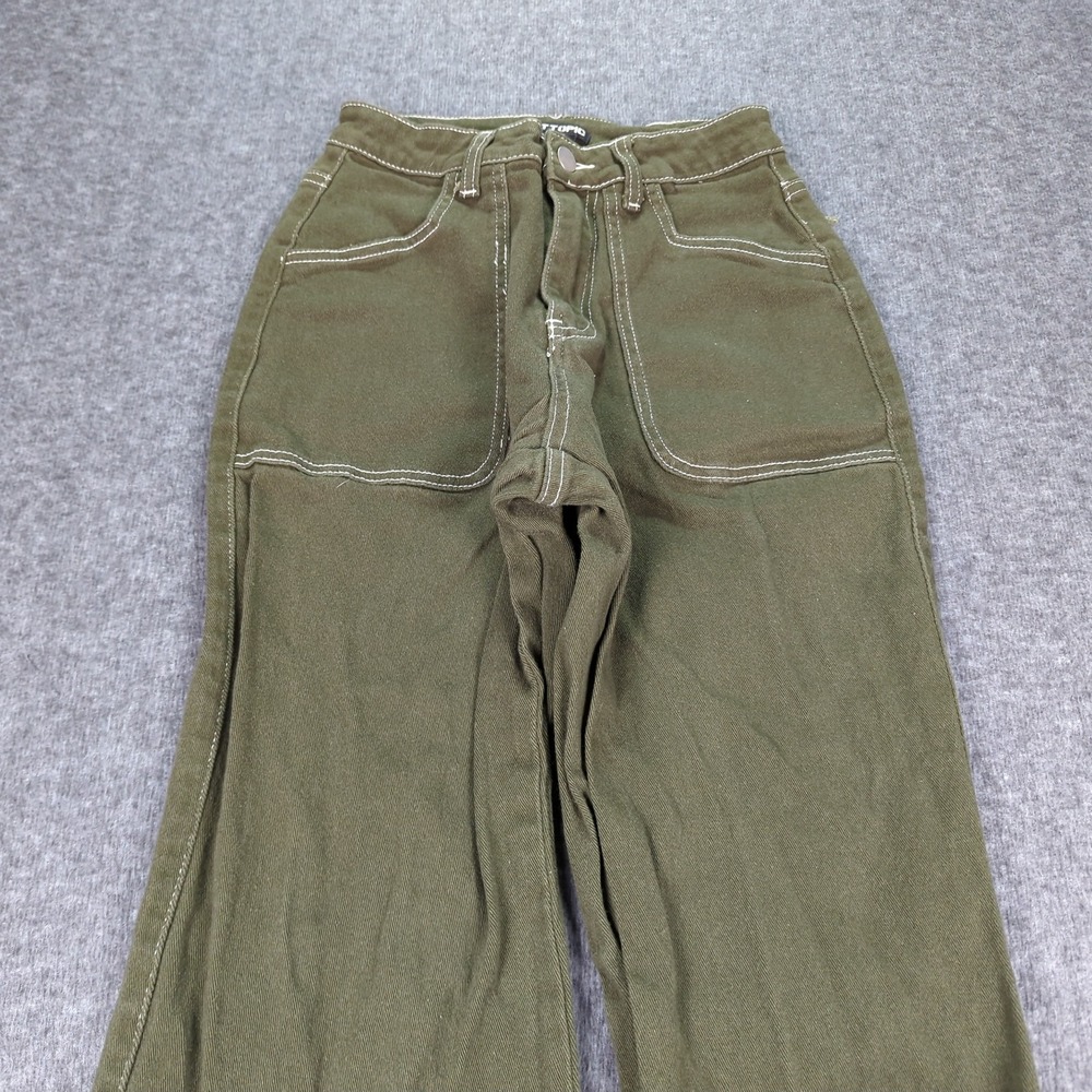 Hot Topic Jeans Womens 3 Green Flare Star Patch Casual Hippie - Picture 2 of 15